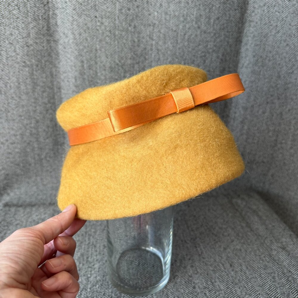 Wool Hat w/Bow Vintage Henry Pollack Small 21.5 Inches - Picture 5 of 16